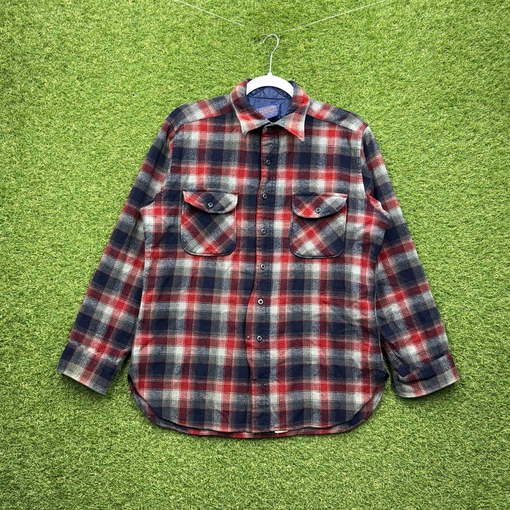 Vintage Pendleton Wool Flannel Mens Large USA Made Plaid 90s Hiking Outdoor